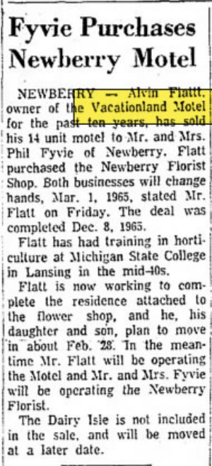 Vacationland Motel (Carousel Motel) - Dec 1964 Article